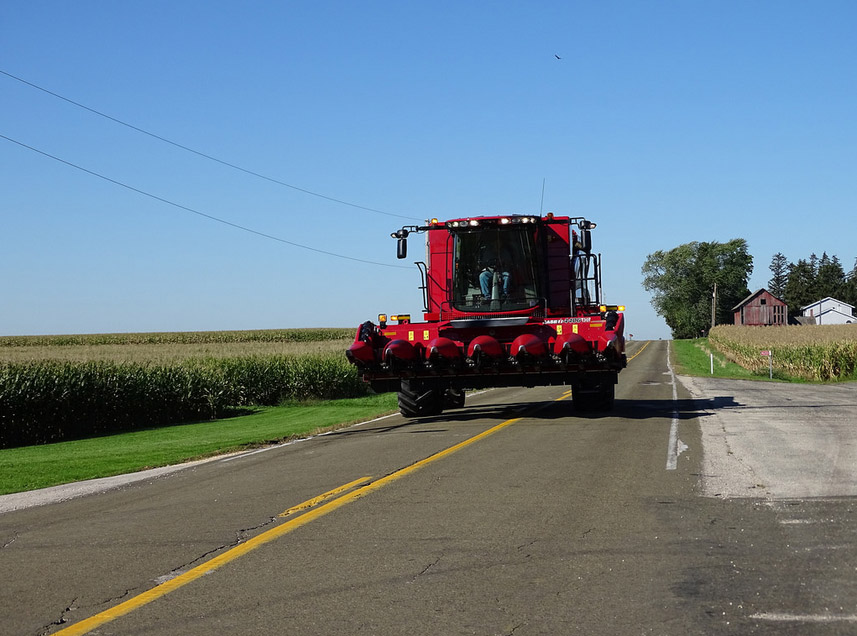 Combine-on-road