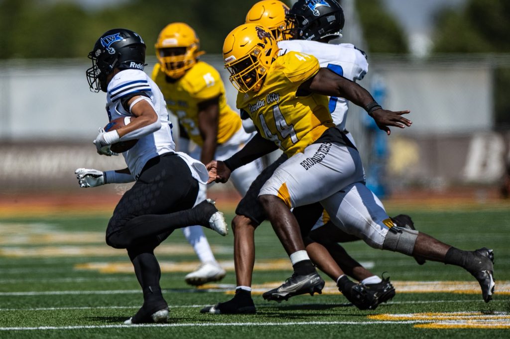 Garden City's Sam Ofurie (#44) is looking to lead Garden City to a 2-1 finish on their longest home stand of the regular season. Photo Credits: Adam Shrimplin, Garden City Community College